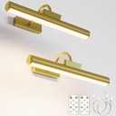 Picture Light Battery Operated, 13in Wireless Art Light for Paintings, Dimmable 5000mAh Recharging Battery Picture Light with Remote Control for Wall, Gallery Dartboard Art Bedroom (Gold-2Pack)