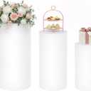 3 PCS Tall Cylinder Pedestal Stand for Wedding,White
Round Cake Stands,3 Heights,Max 44 Lbs Load,No Assembly,for Party Birthday