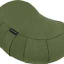 Retrospec Sedona Zafu Meditation Cushion with Buckwheat Hull Fill - Adjustable Yoga & Pilates Equipment Support - 17in Crescent Cotton Cover (Basil)