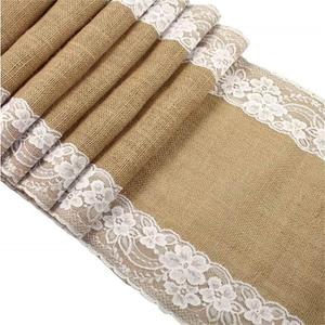 JSEIAJB Jute Burlap Lace Hessian Table Runner 11.8" x 108" Party Supplies Lace Table Runner for Wedding Accessories