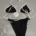 ANRABESS Sexy Bikini Sets for Women Ruffle Trim Two Piece Swimsuit 2026 Summer Bathing Suit Halter String Triangle Swimwear (Black, S)