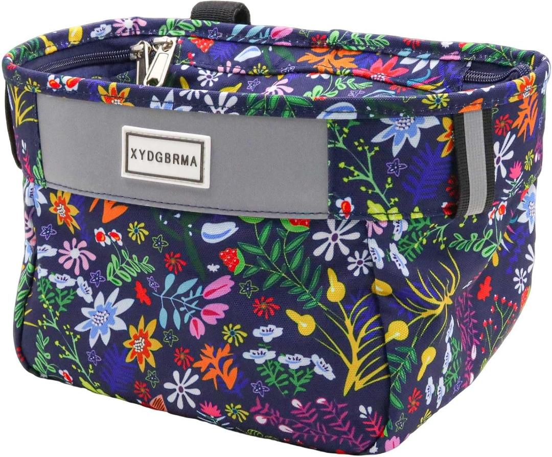 Kids Bike Basket,Bicycle Basket Front, Cute Front Frame Handlebar Bag with Reflective Straps Two Zipper Lip Fit Toddlers Bike Scooter,Waterproof Oxford Cloth Bike Basket for Boys, Girls