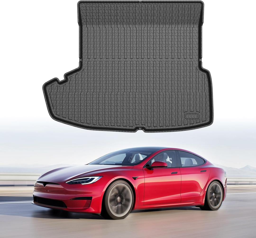 Mixsuper Custom Fit Cargo Liner for 2021-2025 Tesla Model S Long Range/Plaid All Weather Trunk Liner Rear Cargo Mat Black (Not Fit 2012-2020 Model S)