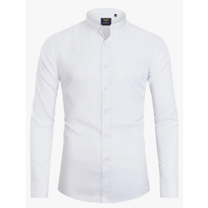 J.VER Mens Banded Collar Dress Shirts Long Sleeve Button Down Mandarin Collar Shirt Solid Stretch Shirt with Pocket S