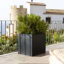 Black Square Planter Box Indoor & Outdoor - Elegant Cube Shaped Flower Tree Pot - Inner Dimensions 20”H x 20”W x 20”L