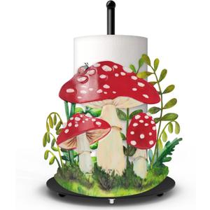 Hexagram Mushroom Paper Towel Holder, Mushroom Kitchen Bar Decor, Cottage Core Decor for Kitchen Bar Bathroom Countertop, Cute Rustic Cottage Housewarming Gifts for Women Men