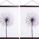 2 Pack Magnetic Poster Hanger Frame, 28x22 28x40 28x29 Light Wood Wooden Magnet Canvas Artwork Print Dowel Poster Hangers Frames Hanging Kit (Walnut, 28", 2 Packs)