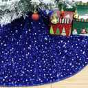 36 Inch Royal Blue Christmas Tree Skirt Sparkly Velvet Xmas Tree Skirts Glitter Tree Skirt Christmas Decoration Sequin Metallic Tree Skirts Round Tree Mat for Christmas Eve Party New Year
