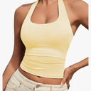 Womens Tank Tops Sexy Halter Neck Going Out Tops Summer 2025 Trendy Backless Workout Shirts Sleeveless Y2k Clothes, Size L
