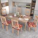 Stretch Dining Chair Seat Covers Set of 6,Dining Chair Slipcovers, Floral Printed Chair Covers,Soft Fabric Washable Upholstered Chair Seat Protector, No Rear Covers for Home Kitchen Dining Room (Redflame Flowers)