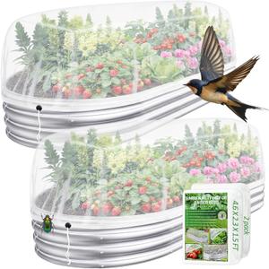 2 Pack Garden Netting for Raised Beds, 4x2FT Raised Bed Cover for Garden Protection, Ultra Fine Mesh Bird Netting Pest Barrier Screen with Drawstring for Protecting Vegetables Fruits Flowers