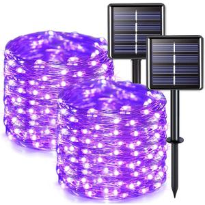 JMEXSUSS 1 Pack Solar Fairy Lights Outdoor, 33ft 100 LED Purple Christmas Lights, Waterproof 8 Modes Purple Solar Light for Outside Tree Garden Patio Halloween Christmas Decorations