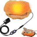 MECESOR Heat Rocks for Reptiles Heat Rock with Feeding Trough & Temperature Control-Basking Climbing Warmer Heated Rock for Bearded Dragons,Turtles,Snakes,Lizards-Orange