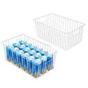 16inch Freezer Wire Storage Baskets, Refrigerator Organizer Bins with Handles, Large Farmhouse Metal Basket for Kitchen Cabinets, Pantry, Closets, Bedrooms, Bathrooms (White) (4)