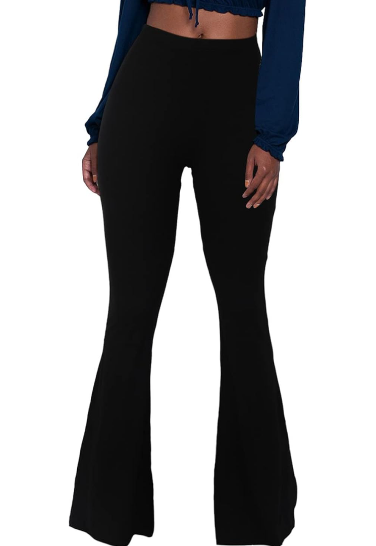 Herose Tall Ladies Soft Flared Leggings Pants Floor Length, XXL