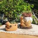 Capybara Resin Succulent Planter Set of 2 - Mini Garden Decor with Drainage Holes (4.1"x2.75", for Plant Lovers)