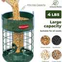 Kingsyard Upgraded Metal Squirrel Proof Caged Bird Feeder for Outdoor Hanging, 4 LBS Large Capacity Tube Bird Feeder with 4 Feeding Ports & Perches, Weatherproof Seed Tray, Green