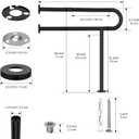 Toilet Grab Bar 31.3 Inch with Leg, YuanDe Matte Black Wall Mounted Safety Bar, Stainless Steel Anti-Slip Bathroom Support Rail for Elderly Disabled Pregnant