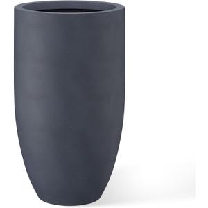 Kante 24 Inch Tall Round Concrete Planter, Large Indoor Outdoor Plant Pots with Drainage Hole and Rubber Plug, Modern Decorative Garden Pots for Home Patio Porch, Charcoal