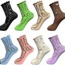 LOHO WONDERZ 16 Pairs Ruffle Socks, Cute Crew Athletic for Women and Girls