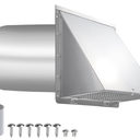 6 Inch Hooded Wall Vent with Screen and Damper,6 Inch Exhaust Vent Cover Cap for Outdoor Kitchen Range Hood Dryer Ventilation,Outside Wall Mount Extractor for House Air Exhaust, Stainless Steel