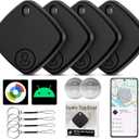 Tracker Tags-4 Pack, Google Certified Air Tracker(Android Only) Works with Find Hub, Luggage Tracker Tags Android Worldwide Tracking with 2 Replaceable Battery, Track Keys, Wallet, Suitcases (Black)