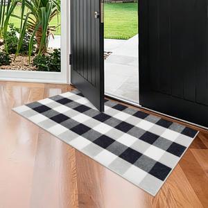2X4 Buffalo Plaid Rug for Entryway,Machine Washable Black and White Checkered Small Runner Rugs for Indoor,Non Slip Soft Mat for Farmhouse Kitchen Porch Bedroom Living Room Hallway Christmas