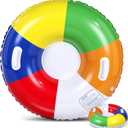 Soulchen 1 Pack Inflatable Snow Tube 36" Snow Sled for Kids Heavy Duty Thickened Bottom Sled for Winter with Sturdy Handles Durable Winter Toys for Outdoor Sledding Tube (Multicolor)