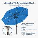 9FT Solar Umbrella 32 LED Lighted Patio Umbrella Table Market Umbrella w/Tilt and Crank, UV-Resistant Outdoor Umbrella for Pool, Garden, Deck, Royal Blue