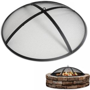 SUNCREAT Outdoor Fire Pit Spark Screen Cover Accessory, 40 Inch Patio Round Fire Mesh Screen Guard, Heavy Duty Steel Firepit Ember Lid, 40 Inch