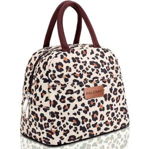 BALORAY Lunch Bag for Women Men Insulated Lunch Box for Adult Reusable Lunch Tote Bag for Work, Picnic or Travel (Beige with leopard)