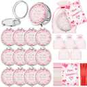 BreezeHug 12 Set Valentine Compact Mirror Gift Bulk, Pocket Mirror with Valentine's Cards and Organza Bag for Galentine's Day Women Her Teachers Staff Coworkers