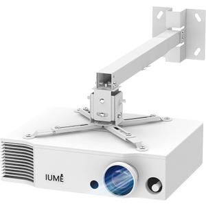 White Projector Mount, Extending Wall Ceiling Projection Bracket Height Adjustable Projection, 44 pounds Load Capacity with Universal Mounting for Most Projectors