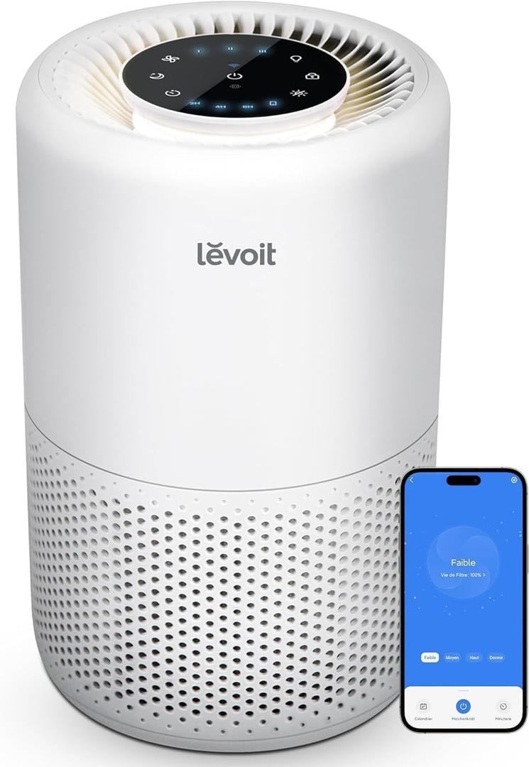 LEVOIT Silent Room Air Purifier, Eliminates 99.97% of Allergens, Compatible with Alexa App, Programmable with Night Light, Up to 35 m², Air Purifier for Dust Animals Odors Core 200S