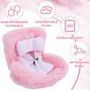 Car Safety Seat for Dolls, Pink Decorative Sofa Seat with Soft Furry Cushion and Headrest for Car Air Vents Decor to Display Doll Toy Ornaments Accessories