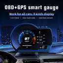 wiiyii obd2 Gauge Display Heads up Display for Cars Car HUD Head Up Display P6, OBD+GPS Smart Gauge, obd2 Speedometer with Speed,RMP,Water Temperature,Overspeed Alarm,Works Great for Most Cars