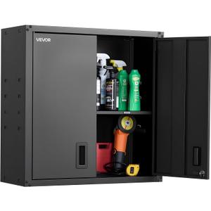 VEVOR Metal Wall Cabinet, 30W x 12.2D x 30H Inch, Steel Floating Hanging Storage Cabinet with Locking Doors and Adjustable Shelf for Garage, Basement, Kitchen, Warehouse Assembly Required, Black