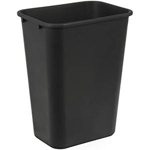 Amazon Basics Rectangular Commercial Office Wastebasket, Easy to Clean, Space-Saving, 10 Gallon, Black 2-Pack