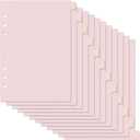Koqye Leather Textured A5 6-Ring Binder Dividers with 12 Monthly Tabs, Pink Paper Index Page Separators for Planner/Organizer (1 Set - 12 Monthly Tabs)
