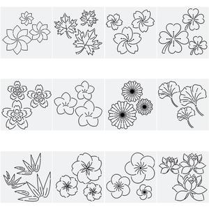FREEBLOSS 12Pcs Plastic Sashiko Stencil Kit Flower Sashiko Pattern Template Embroidery Pattern for Hand Quilting Sashiko Patterns Templates Embroidery Stencils 14x14cm