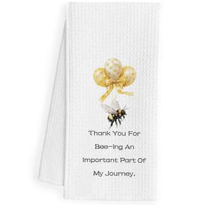 QEJ Appreciation Gifts Bee Kitchen Dish Towels, Thank You Gifts for Women Coworkers Teachers Friends Decorative Hand Tea Towels for Bathroom Kitchen, 16x24 Inch