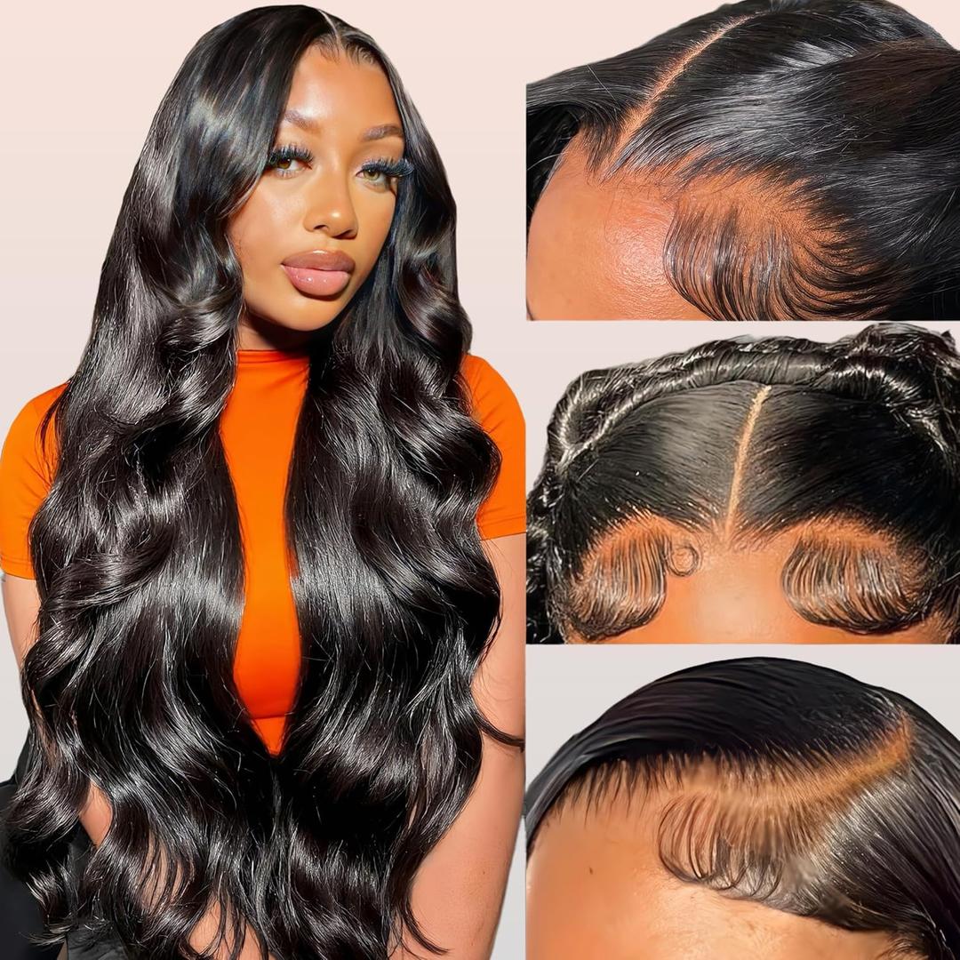 13x4 HD Lace Front Human Hair Wig 20 Inch Natural Black Body Wave Wigs Human Hair 200 Density 12A Glueless Wigs Lace Front Wigs Pre Plucked Glueless Frontal Wig for Women