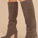 Juliet Holy  Womens Knee High Boots Chunky High Heel Square Toe Side Zipper Wide Calf Boot  (Coffee, 11)