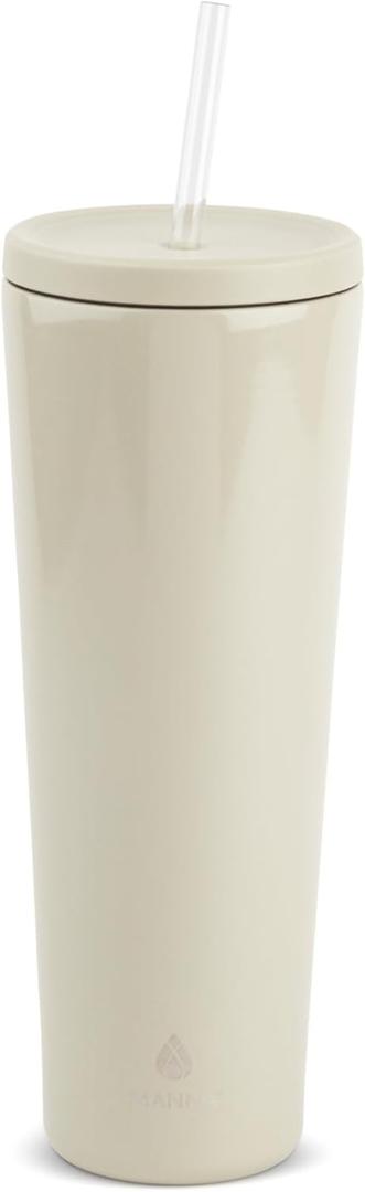 Manna Ranger Double-wall Insulated Stainless Steel Tumbler with Leak-proof Smart Seal Lid and Reusable Tritan Straw - 40 Oz - Grey Shimmer