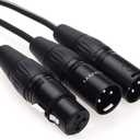 NANYI XLR Splitter Microphone Cable 2XLR Male to XLR Female Patch Cables 3-Pin Dual XLR Male to XLR Female Y Cable Adaptor mic Cable, DMX Cable, Patch Cords -5FT