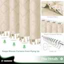 Dynamene Beige Fabric Shower Curtain, Boho Tufted Geometric Striped Tassel Shower Curtain for Bathroom, Shabby Chic Textured Modern Farmhouse Waterproof Cloth Shower Curtain Set, Wrinkle Free, 72x72