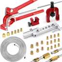 smseace 26Pack 3/16 Inch Brake line kit Include 25 FT Zinc-Plated Brake Lines with Fitting(16pcs Fittings,2pcs Union+4pcs Nut) Brake line Bender,Single Flare Tool,Cutter 3/16 Inch Brake Line Kit (Silver)