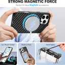 TUCCH PU Leather Case for iPhone 16 Pro Max (6.9") 2024 with Detachable Magnetic Wallet, Carbon Fiber Black