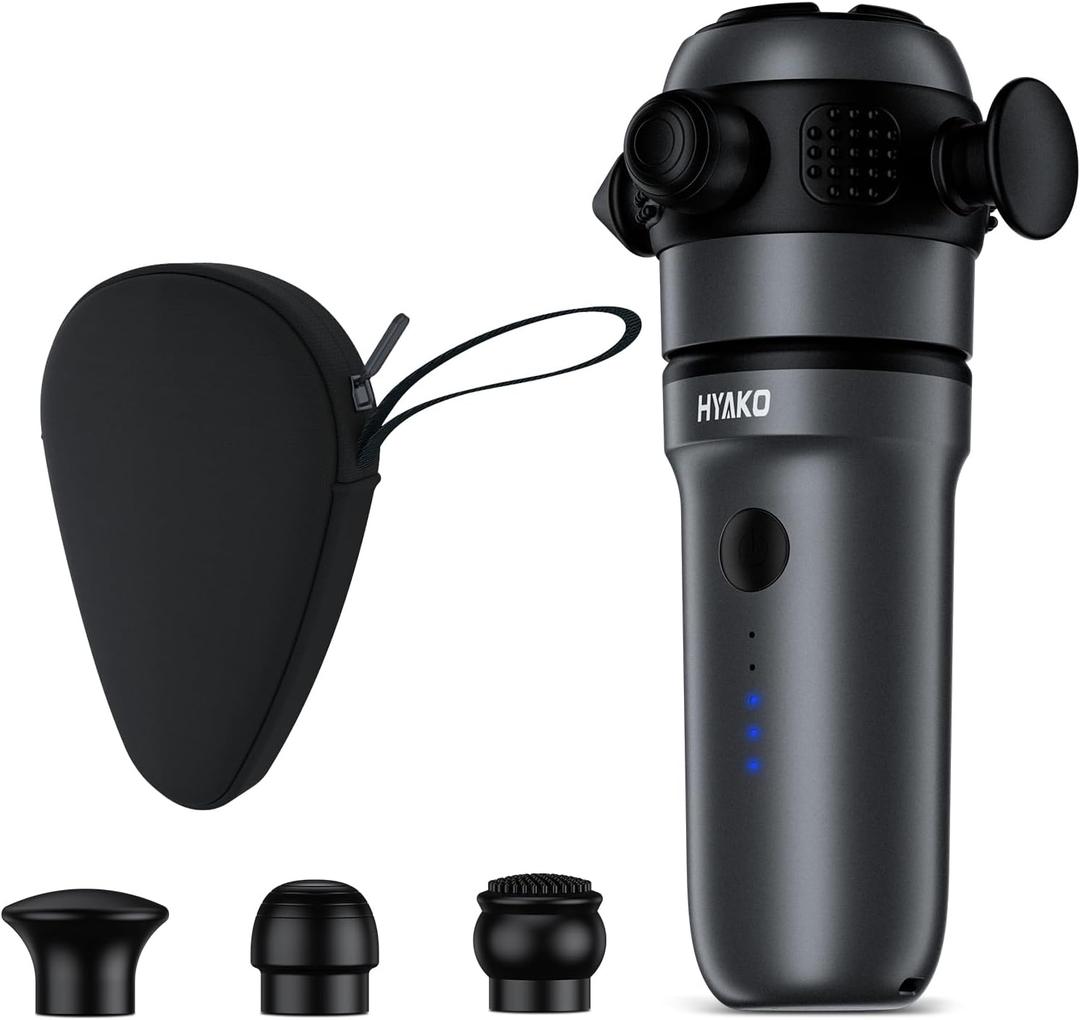 HYAKO R1 Mini Handheld Therapy Massager - Travel Deep Tissue Vibration Massage Gun Designed for Smaller Joints,Muscle Origins,Fascia Release & Neck & Back | Pocket-Sized for Home,Office & Him and Her