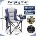 Suteck Folding Camping Chair, Oversized Heavy Duty Chairs, Blue (2Pack)